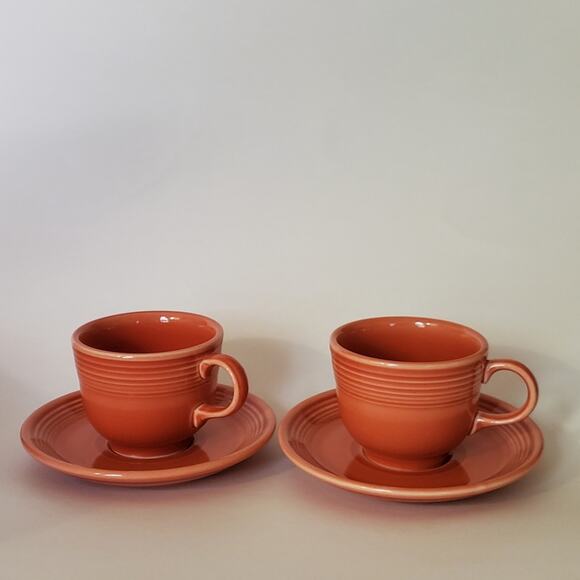 Fiestaware Small 6 Oz mug and matching saucer Set of 2 **one small chip - Picture 1 of 10